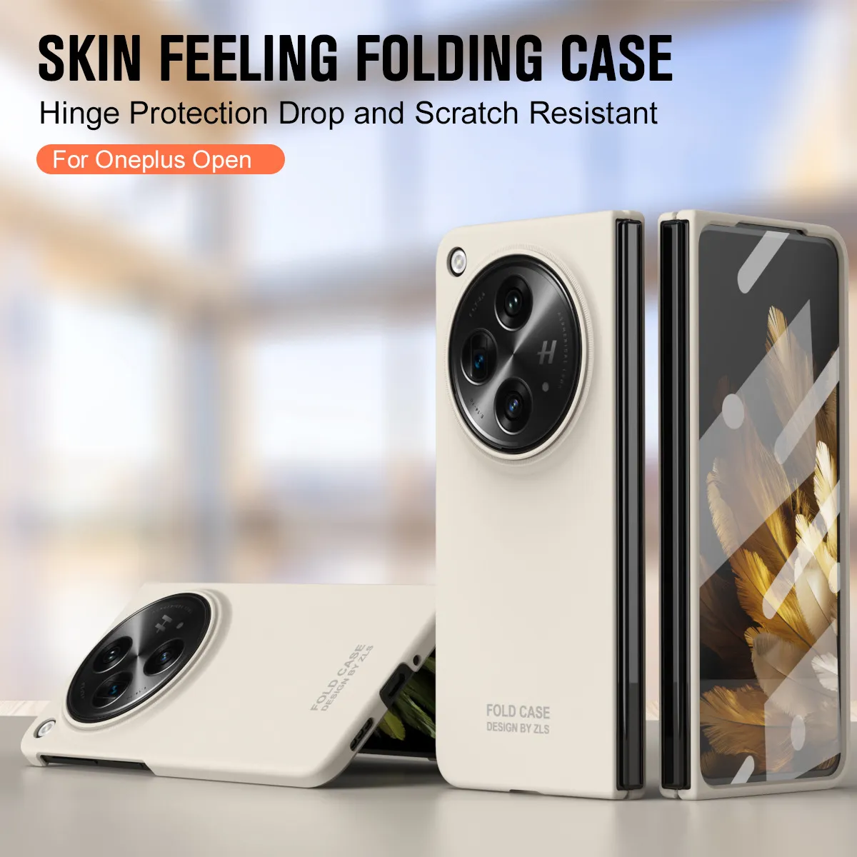 Suitable for OnePlus Open foldable phone case and screen protector, solid color business-style drop-proof protective case