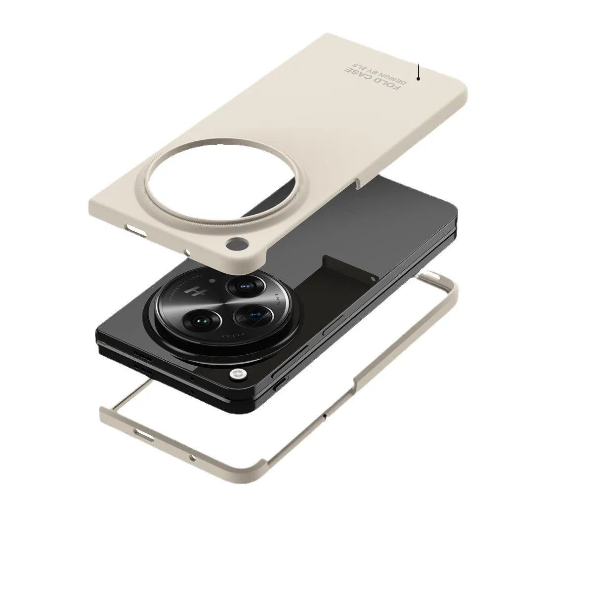Suitable for OnePlus Open foldable phone case and screen protector, solid color business-style drop-proof protective case