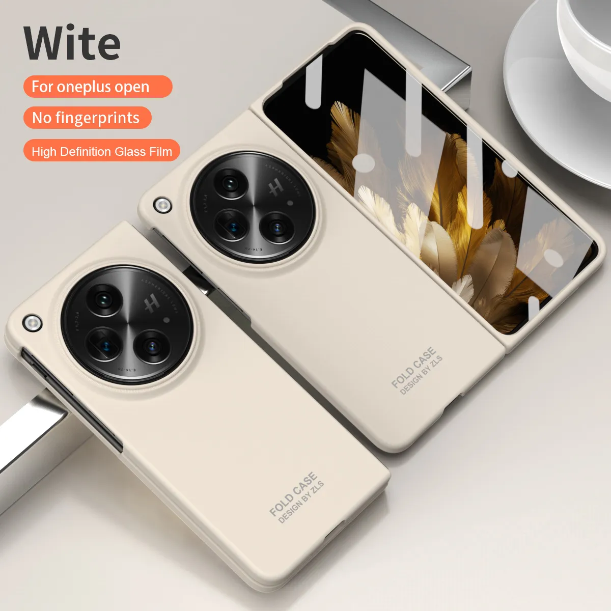 Suitable for OnePlus Open foldable phone case and screen protector, solid color business-style drop-proof protective case