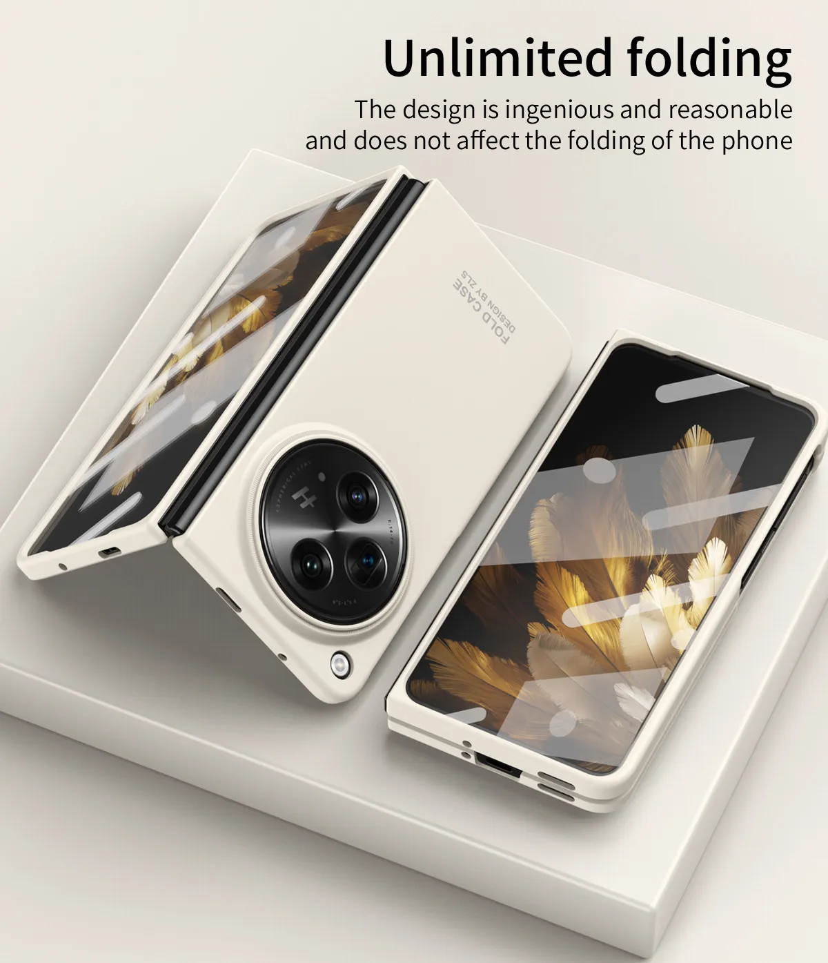 Suitable for OnePlus Open foldable phone case and screen protector, solid color business-style drop-proof protective case