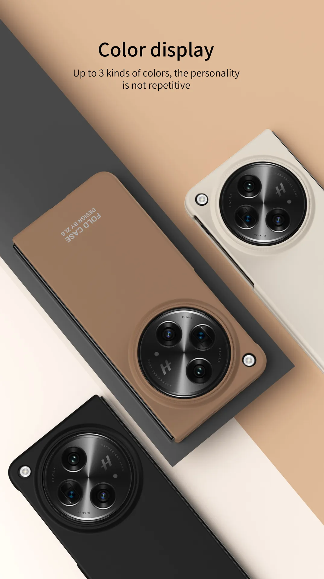 Suitable for OnePlus Open foldable phone case and screen protector, solid color business-style drop-proof protective case