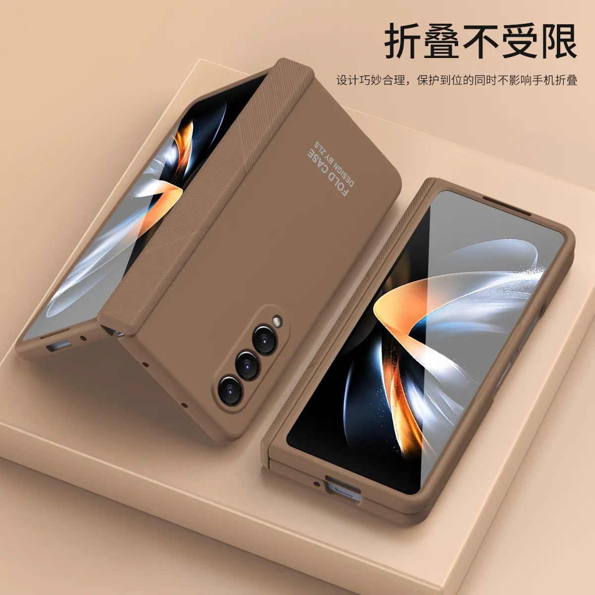 FOLD3 Foldable Screen Pen Slot Protective Case for Samsung Zfold4 Phones, with Simple Hinge and Full Coverage for Drop Protection