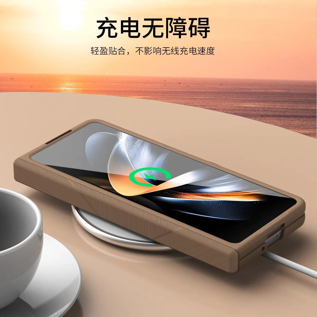 FOLD3 Foldable Screen Pen Slot Protective Case for Samsung Zfold4 Phones, with Simple Hinge and Full Coverage for Drop Protection