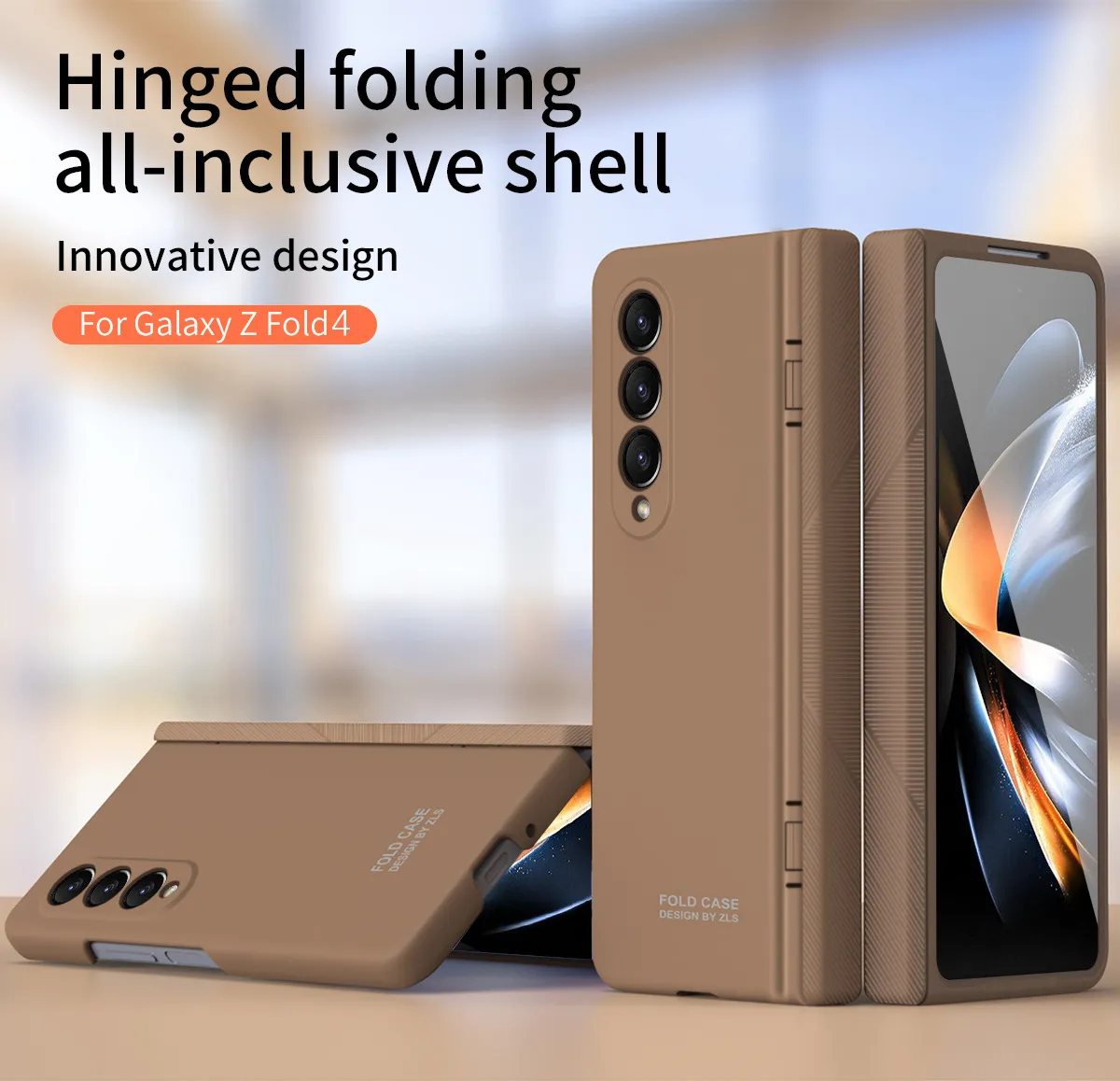 FOLD3 Foldable Screen Pen Slot Protective Case for Samsung Zfold4 Phones, with Simple Hinge and Full Coverage for Drop Protection