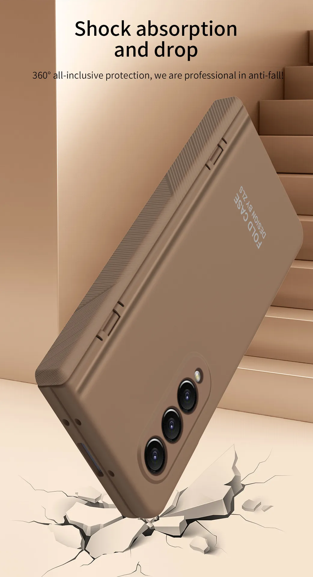 FOLD3 Foldable Screen Pen Slot Protective Case for Samsung Zfold4 Phones, with Simple Hinge and Full Coverage for Drop Protection