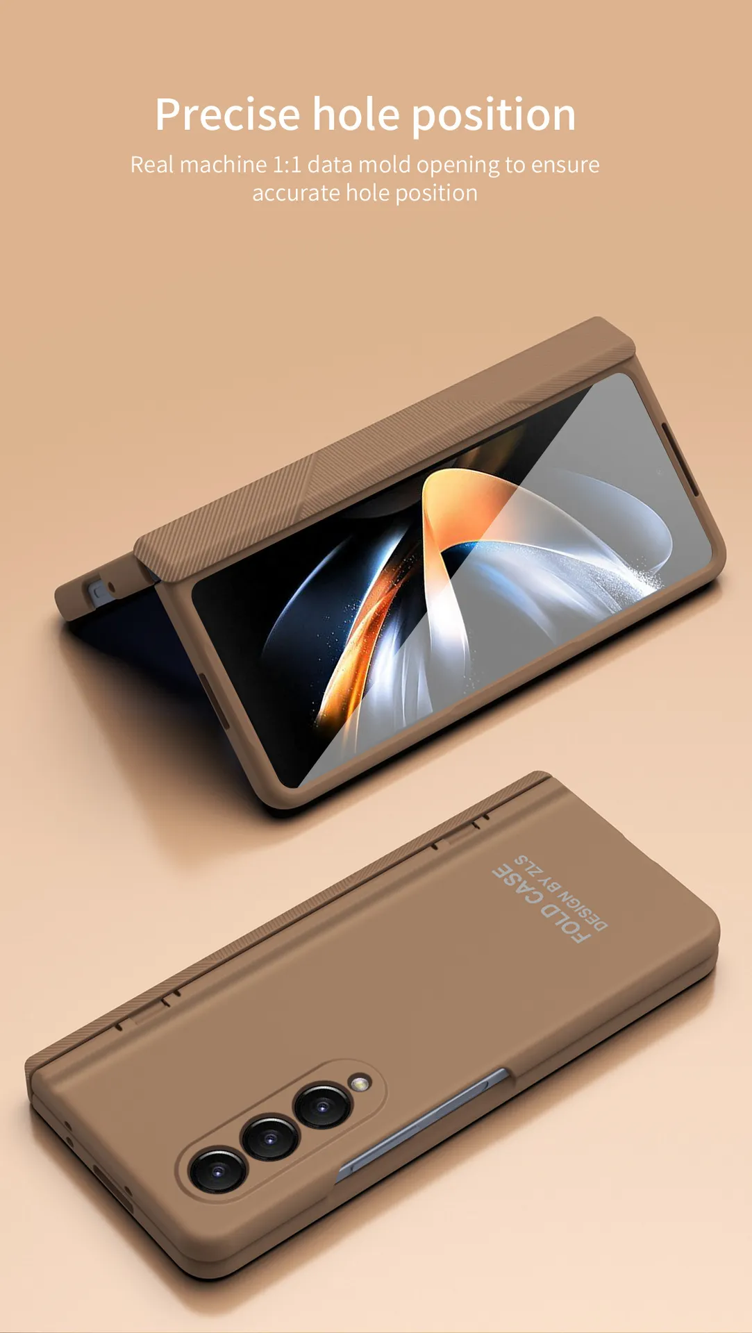 FOLD3 Foldable Screen Pen Slot Protective Case for Samsung Zfold4 Phones, with Simple Hinge and Full Coverage for Drop Protection