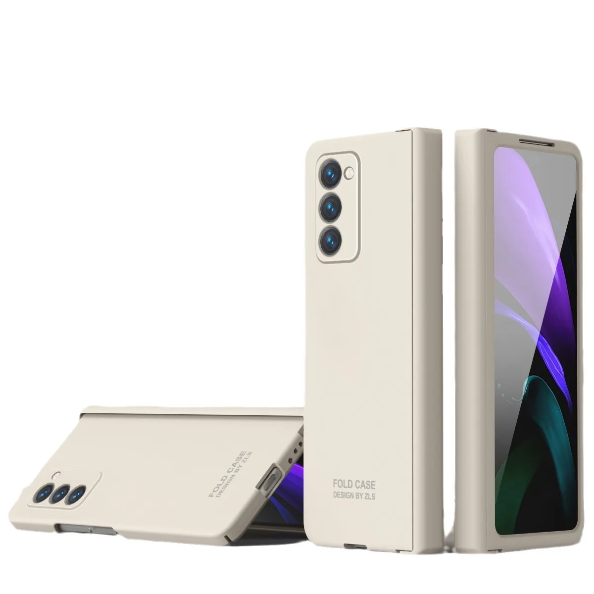 Compatible with Samsung ZFold 2 phone case, FOLD3 foldable screen solid color minimalist hinge full-coverage drop-proof protective case