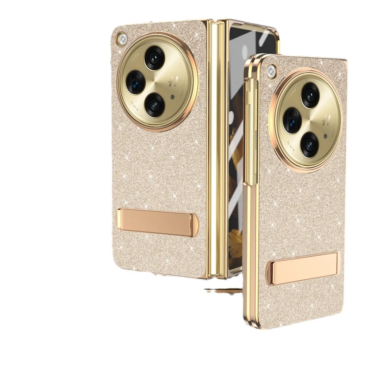 Compatible with OPPO Find N3 phone case, foldable screen protector, integrated glitter stand, drop-proof protective case
