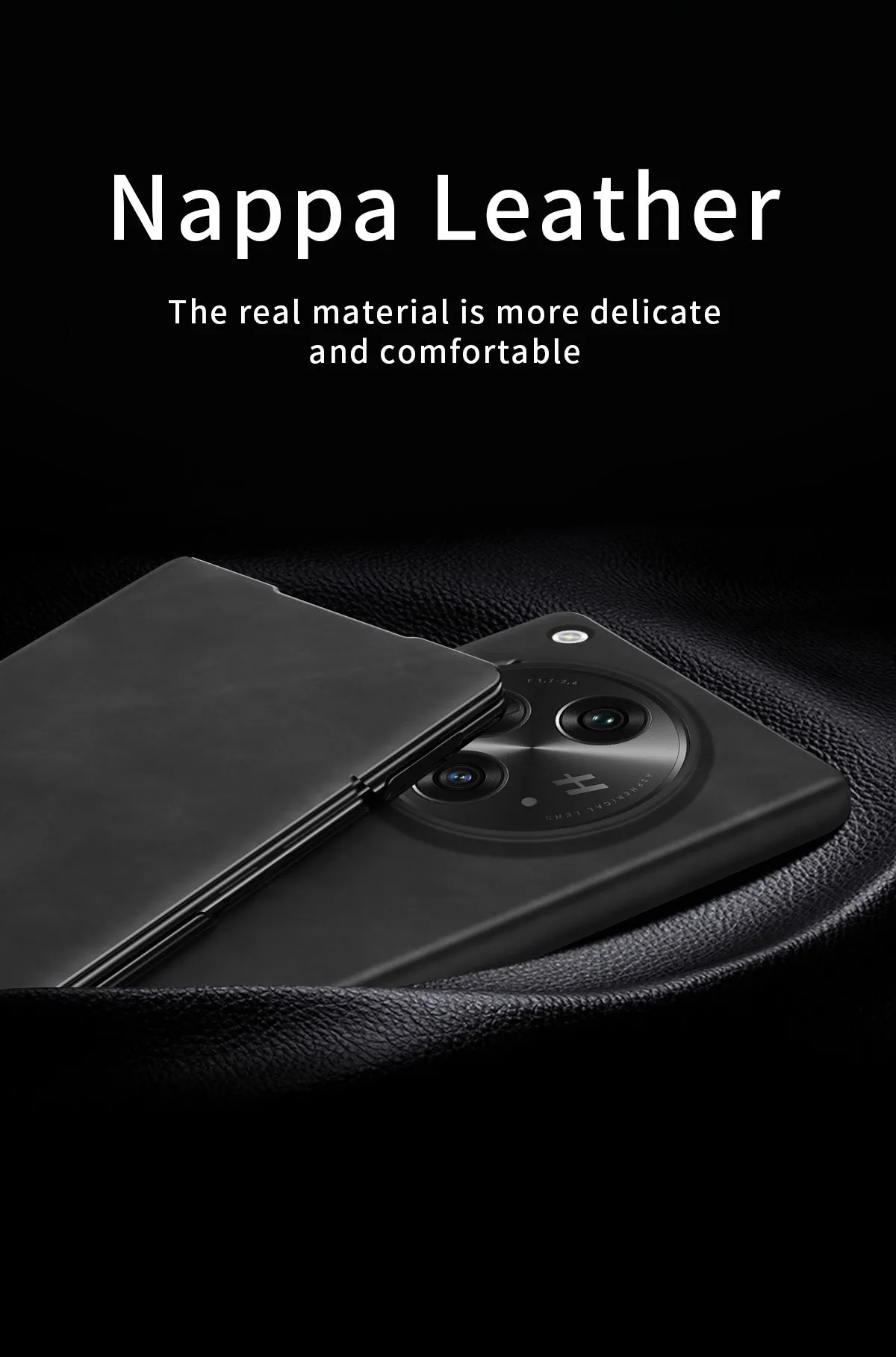 Nappa textured leather business full-coverage drop-proof protective case for OnePlus Open foldable screen phones.