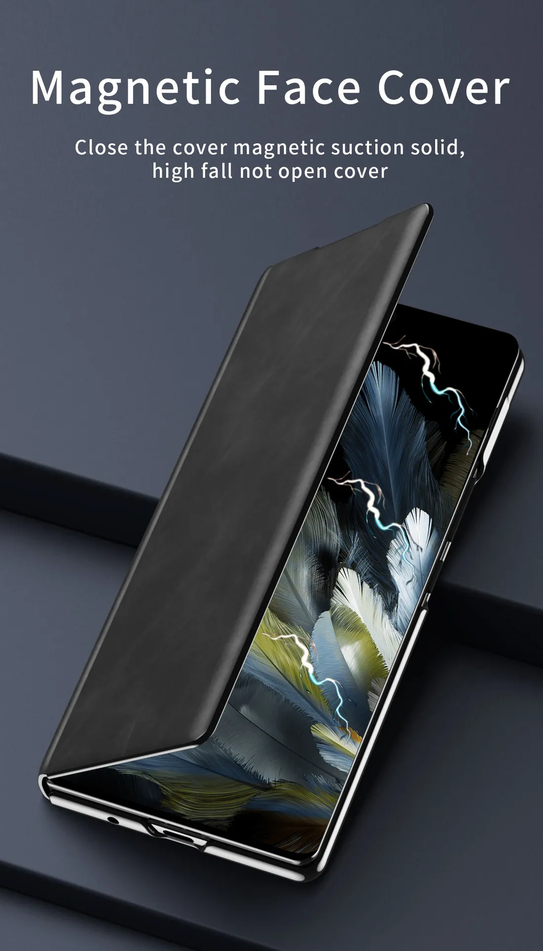 Nappa textured leather business full-coverage drop-proof protective case for OnePlus Open foldable screen phones.