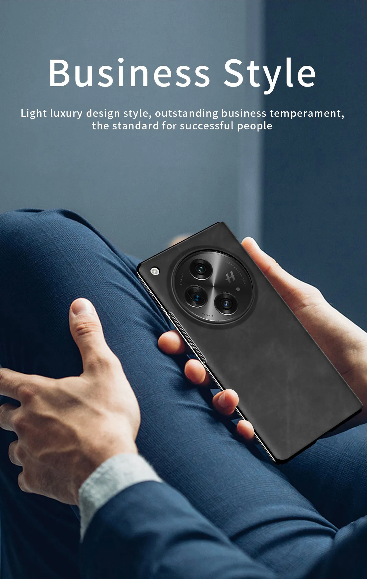 Nappa textured leather business full-coverage drop-proof protective case for OnePlus Open foldable screen phones.