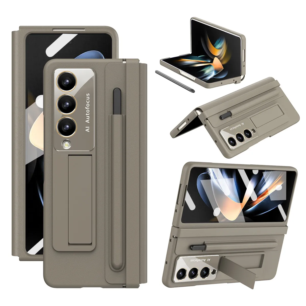Samsung Fold5 phone case, FOLD4, foldable screen, leather hinge, pen slot, full-coverage protective case, screen protector in one piece.