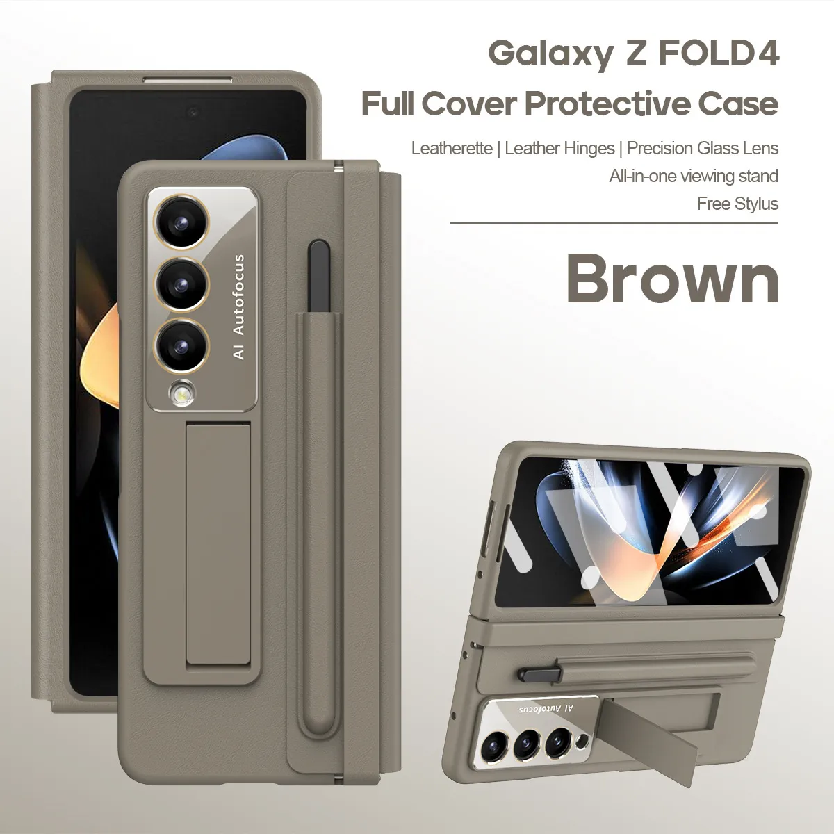 Samsung Fold5 phone case, FOLD4, foldable screen, leather hinge, pen slot, full-coverage protective case, screen protector in one piece.