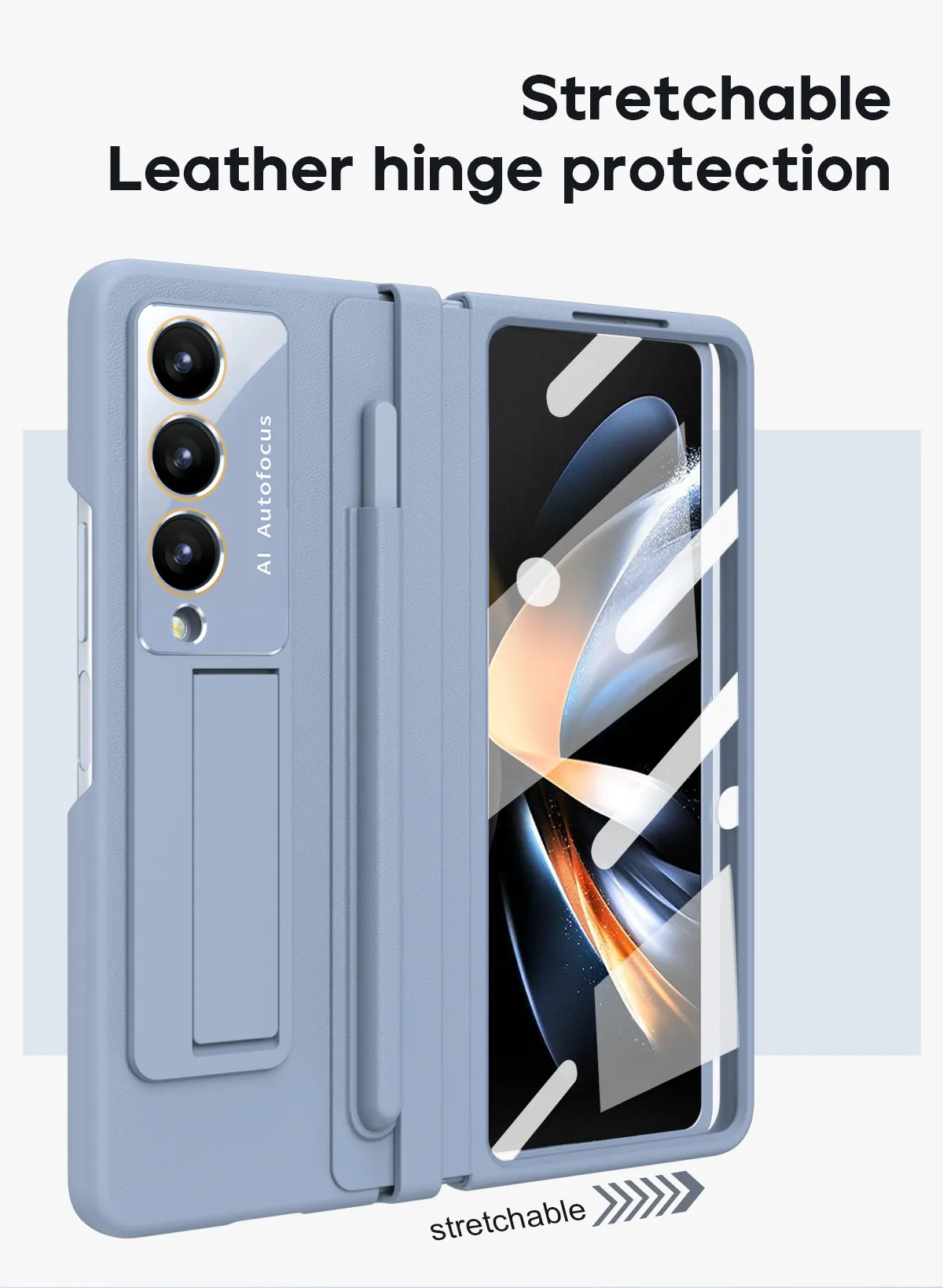 Samsung Fold5 phone case, FOLD4, foldable screen, leather hinge, pen slot, full-coverage protective case, screen protector in one piece.