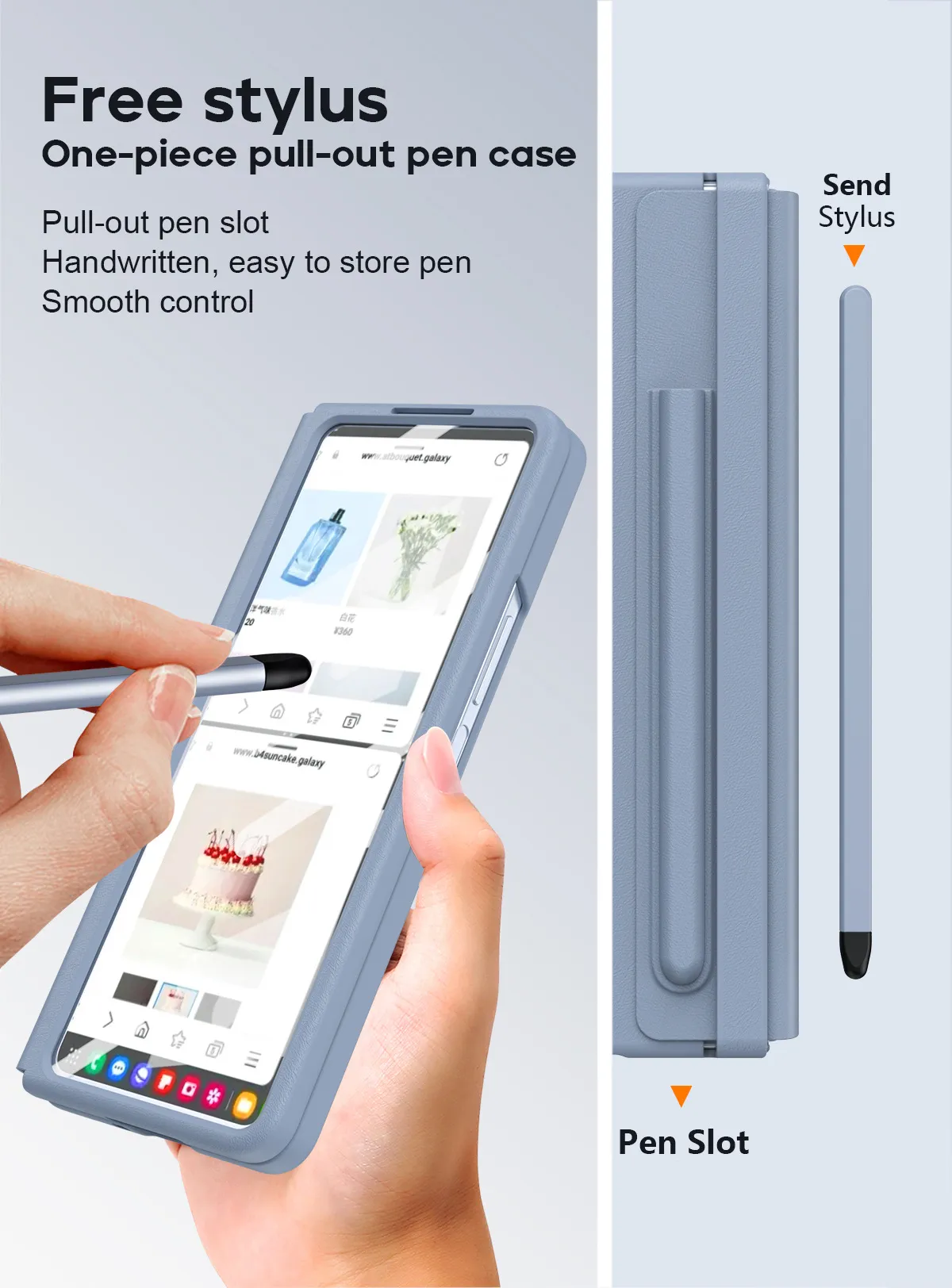 Samsung Fold5 phone case, FOLD4, foldable screen, leather hinge, pen slot, full-coverage protective case, screen protector in one piece.