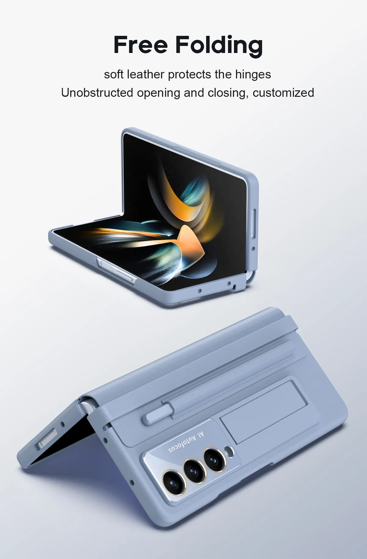 Samsung Fold5 phone case, FOLD4, foldable screen, leather hinge, pen slot, full-coverage protective case, screen protector in one piece.