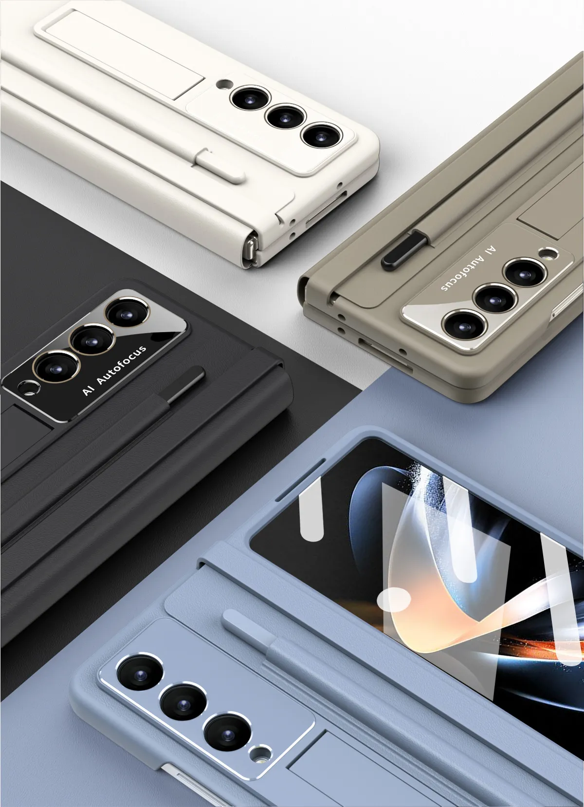 Samsung Fold5 phone case, FOLD4, foldable screen, leather hinge, pen slot, full-coverage protective case, screen protector in one piece.