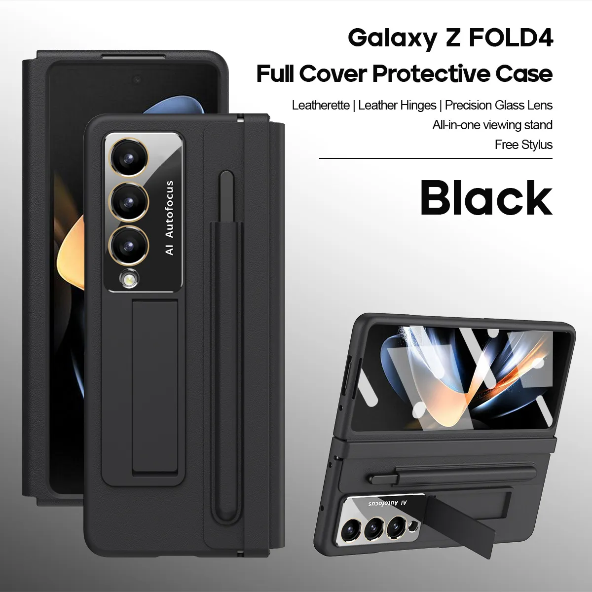 Samsung Fold5 phone case, FOLD4, foldable screen, leather hinge, pen slot, full-coverage protective case, screen protector in one piece.