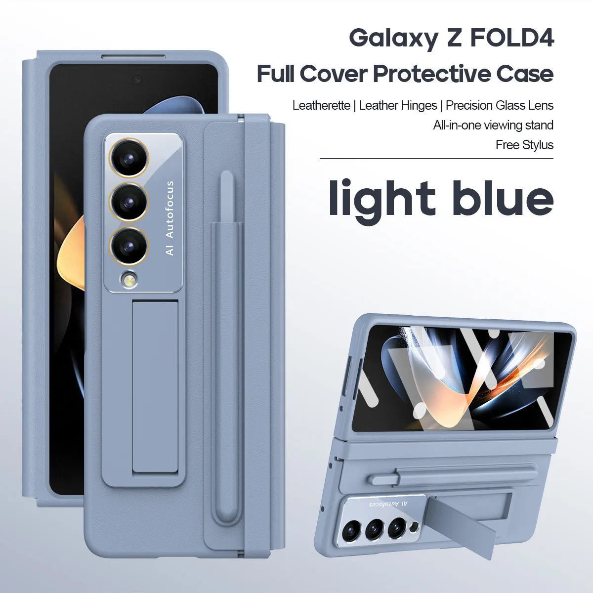 Samsung Fold5 phone case, FOLD4, foldable screen, leather hinge, pen slot, full-coverage protective case, screen protector in one piece.