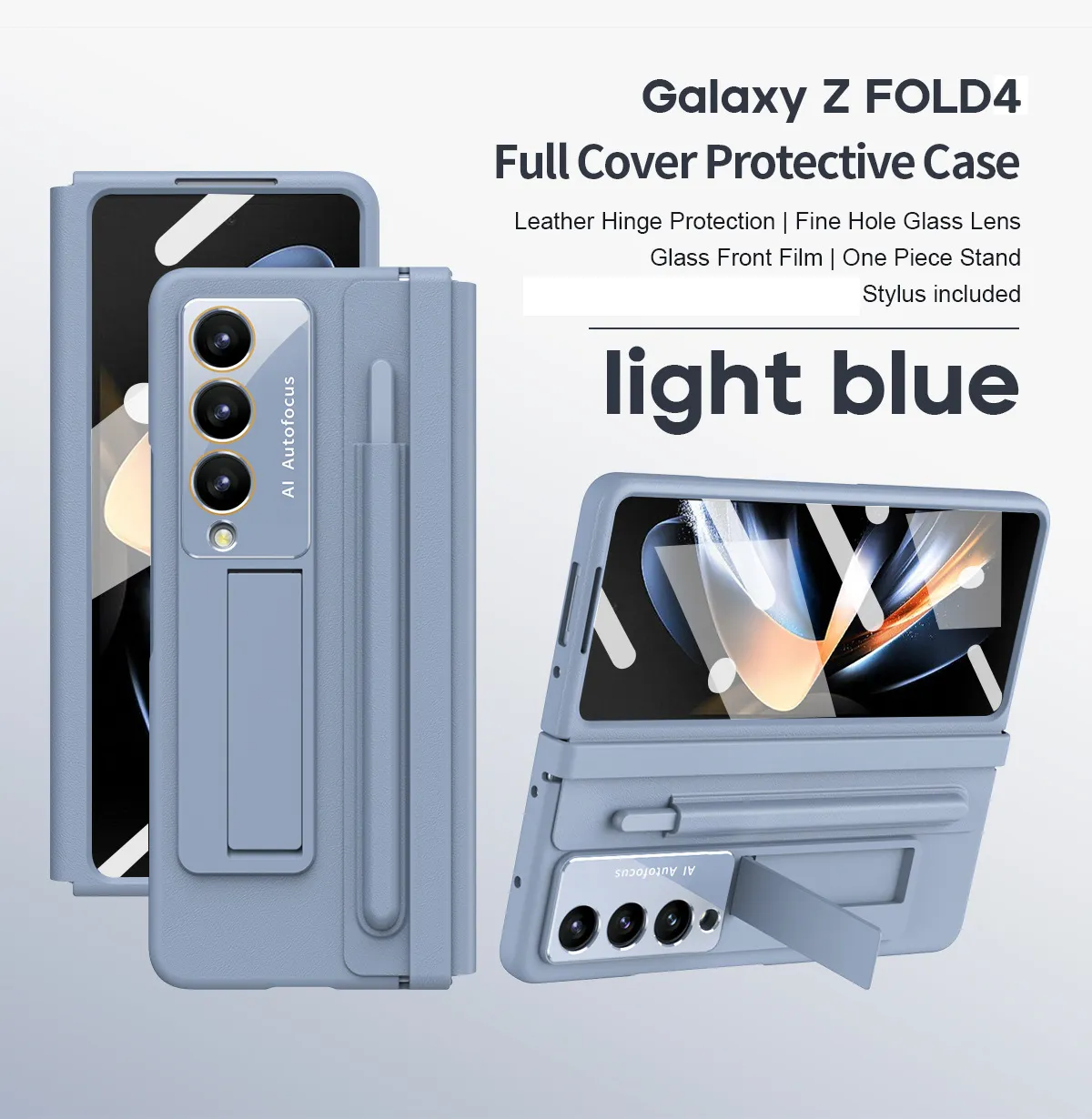 Samsung Fold5 phone case, FOLD4, foldable screen, leather hinge, pen slot, full-coverage protective case, screen protector in one piece.