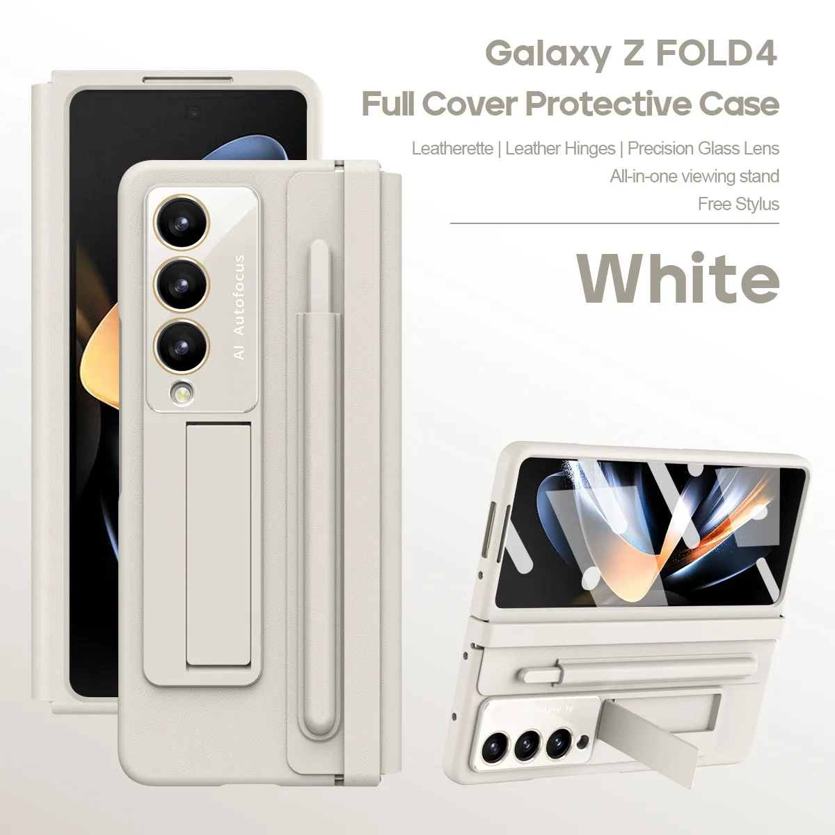 Samsung Fold5 phone case, FOLD4, foldable screen, leather hinge, pen slot, full-coverage protective case, screen protector in one piece.