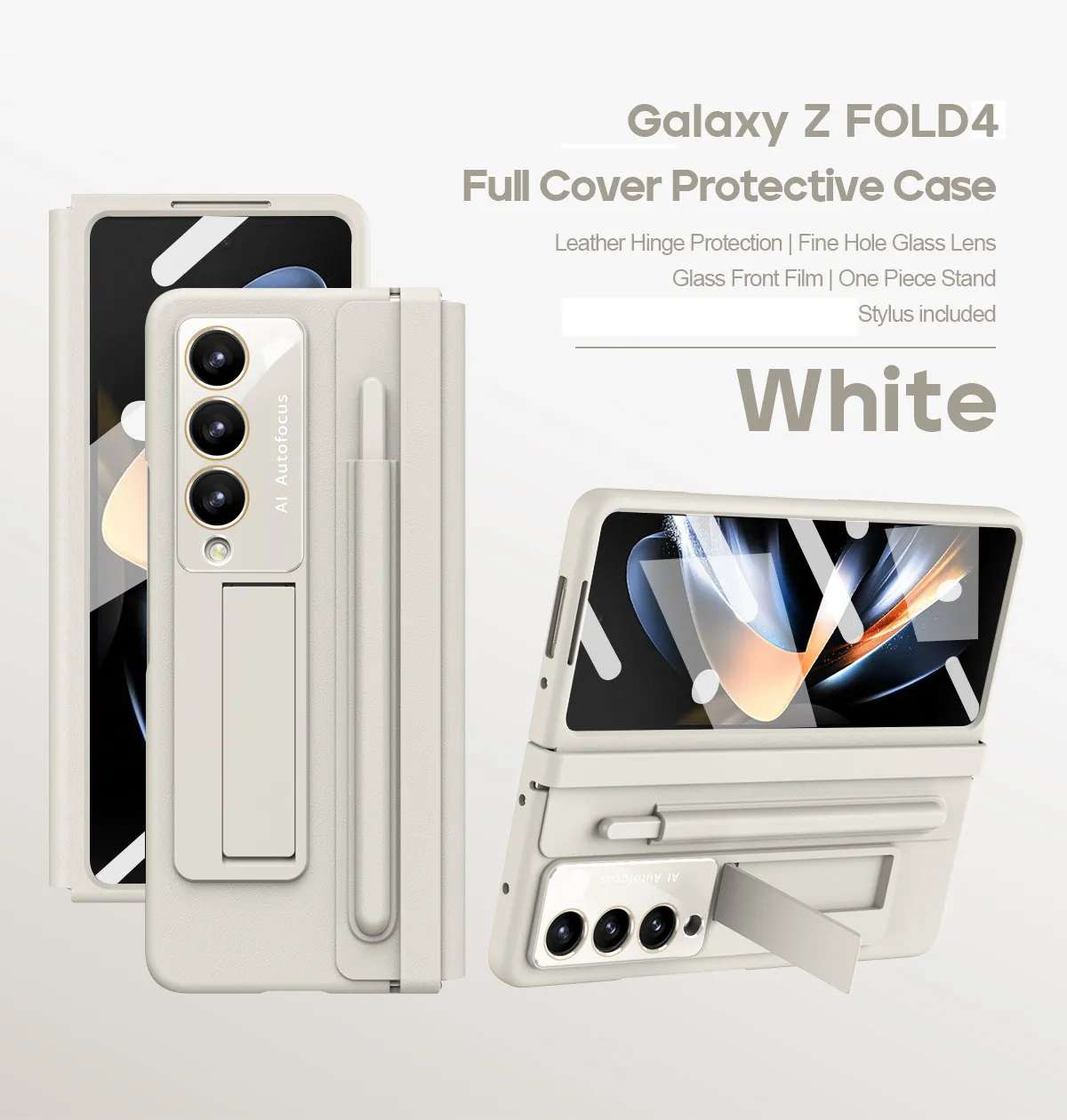 Samsung Fold5 phone case, FOLD4, foldable screen, leather hinge, pen slot, full-coverage protective case, screen protector in one piece.