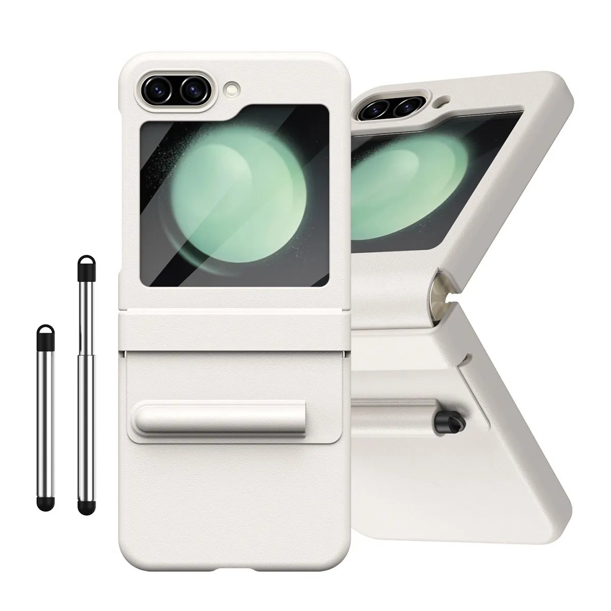 Samsung ZFlip 7FE phone case, FLIP 6 foldable screen, leather hinge, pen slot, full-coverage protective case, suitable for use with film.