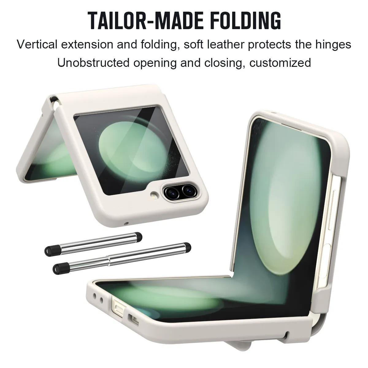 Samsung ZFlip 7FE phone case, FLIP 6 foldable screen, leather hinge, pen slot, full-coverage protective case, suitable for use with film.