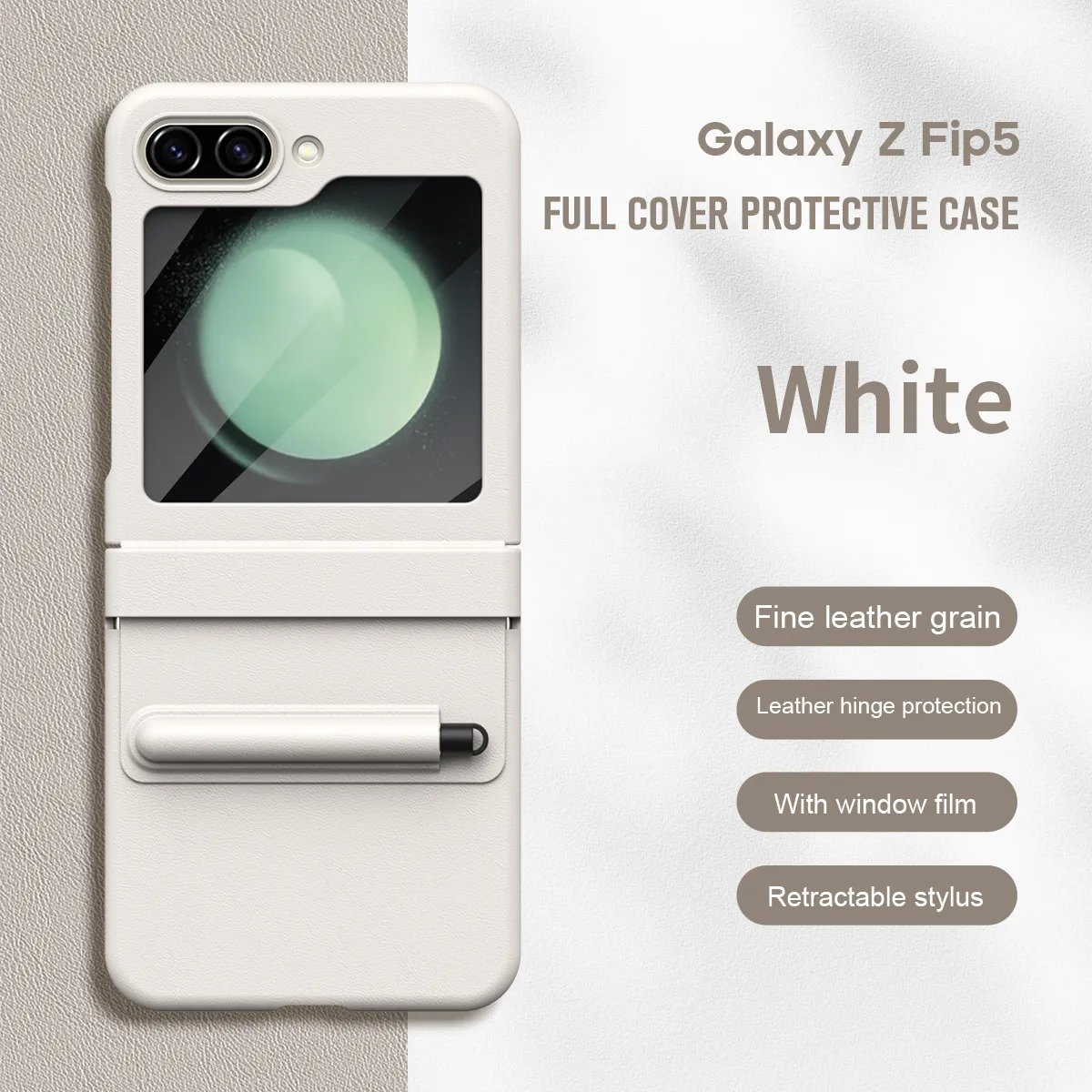 Samsung ZFlip 7FE phone case, FLIP 6 foldable screen, leather hinge, pen slot, full-coverage protective case, suitable for use with film.