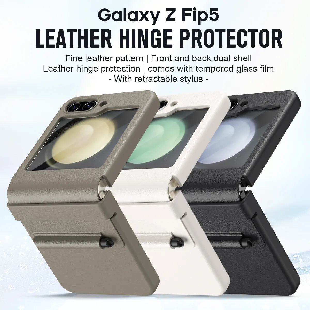 Samsung ZFlip 7FE phone case, FLIP 6 foldable screen, leather hinge, pen slot, full coverage, minimalist, drop-proof protective case.