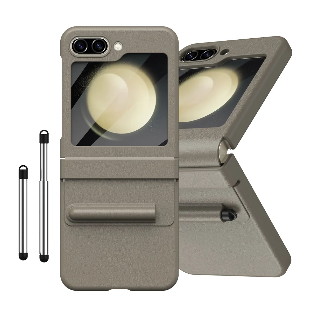 Samsung ZFlip 7FE phone case, FLIP 6 foldable screen, leather hinge, pen slot, full coverage, minimalist, drop-proof protective case.