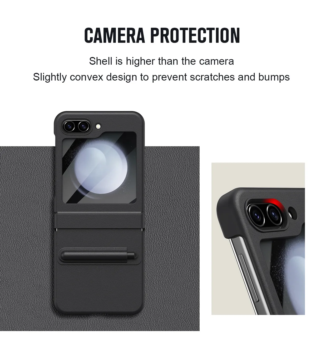 Samsung ZFlip 7FE phone case, FLIP 6 foldable screen, leather hinge, pen slot, full coverage, minimalist, drop-proof protective case.