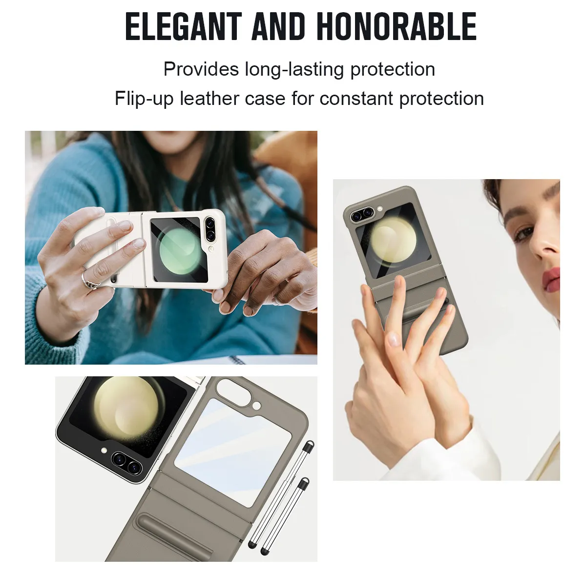 Samsung ZFlip 7FE phone case, FLIP 6 foldable screen, leather hinge, pen slot, full coverage, minimalist, drop-proof protective case.