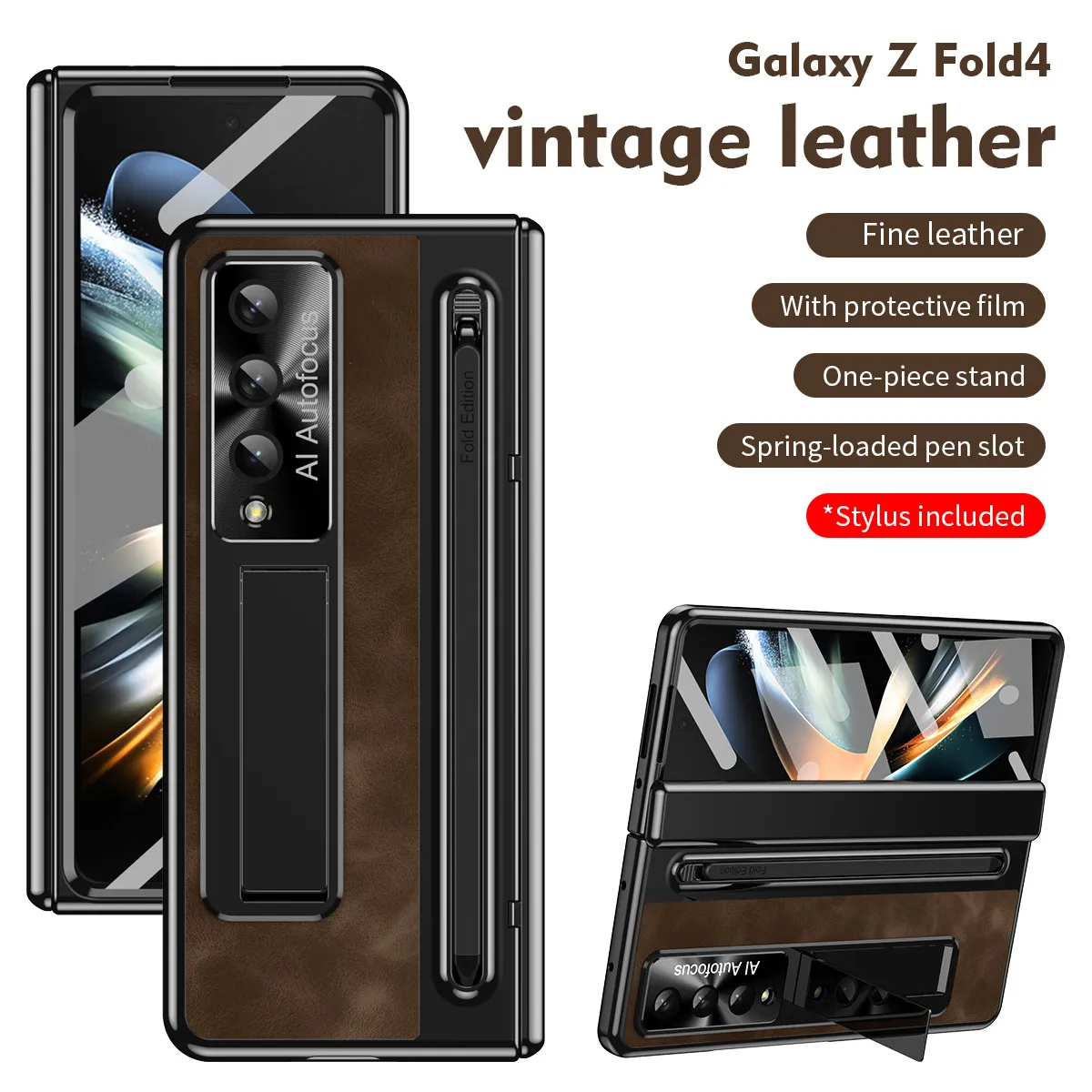 Compatible Samsung Zfold 5 phone case FOLD4 folding official pen slot case film integrated full-coverage anti-drop protective case