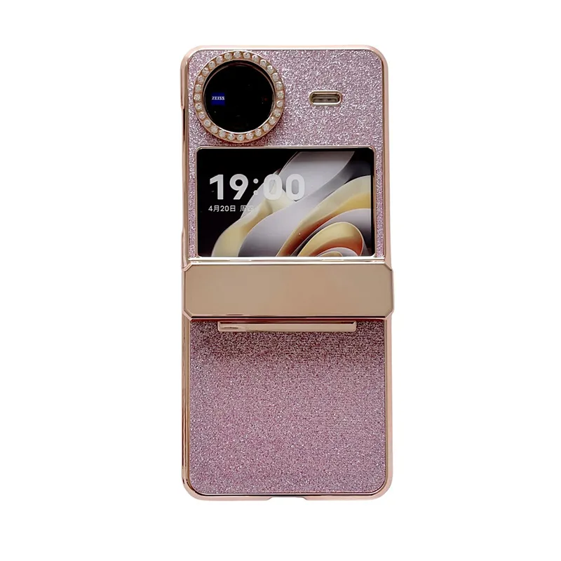Compatible with vivo x Flip phone case, X FLIP foldable screen protective case, glitter diamond vegan leather, full coverage, drop protection.