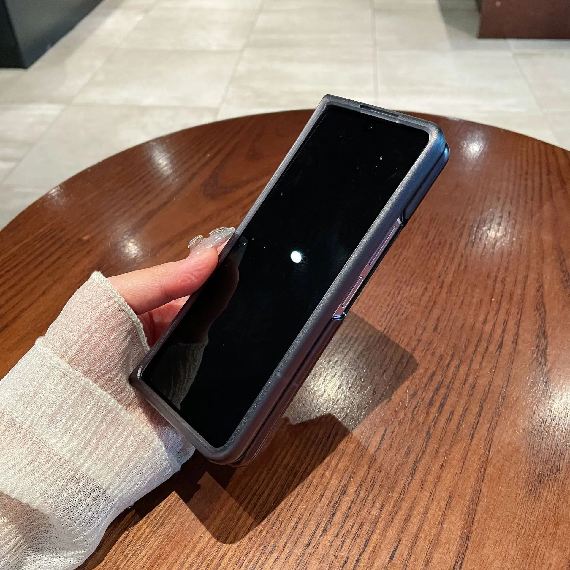 Samsung ZFold 5 Phone Case FOLD4 Folding Protective Case, Suede Shell, Vegan Leather, Solid Color, Ultra-thin Leather Case