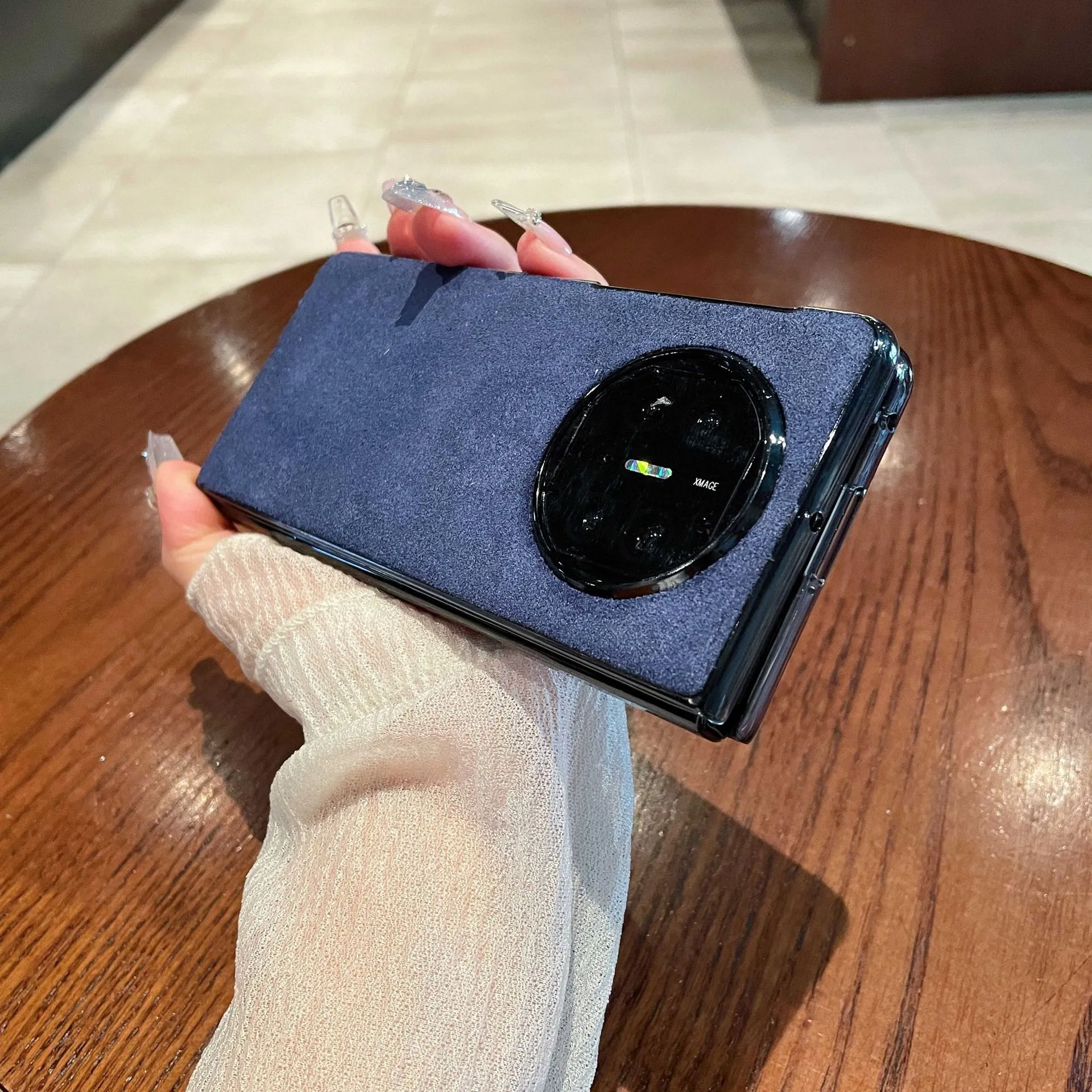 Compatible with Huawei Mate X5 phone case, MATE X5 folding solid color leather light luxury anti-drop protective case stand 5G