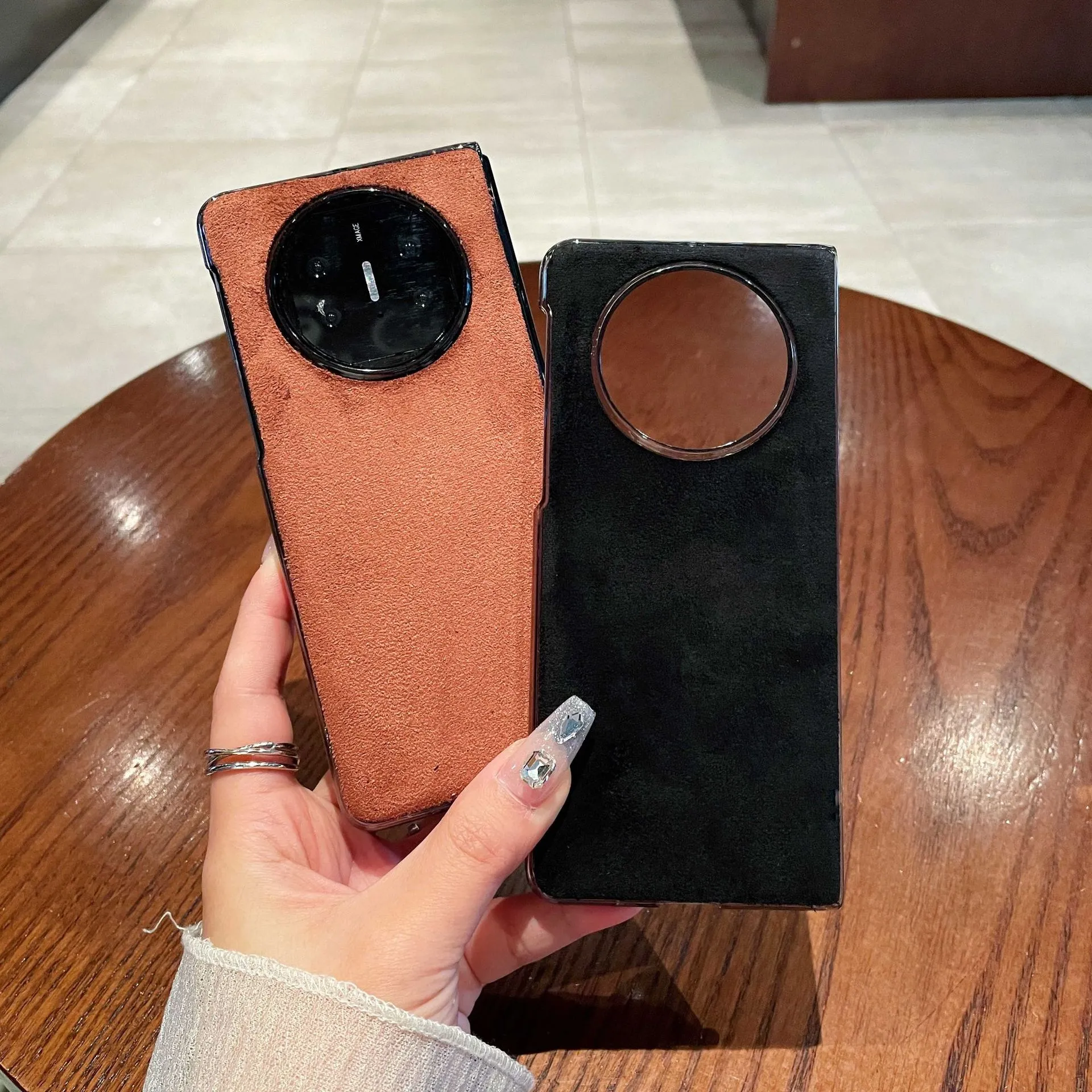 Compatible with Huawei Mate X5 phone case, MATE X5 folding solid color leather light luxury anti-drop protective case stand 5G