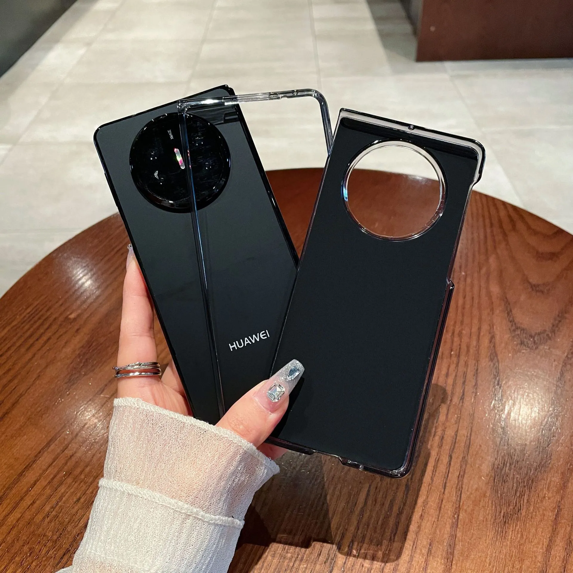 Compatible with Huawei Mate X5 phone case, MATE X5 folding solid color leather light luxury anti-drop protective case stand 5G
