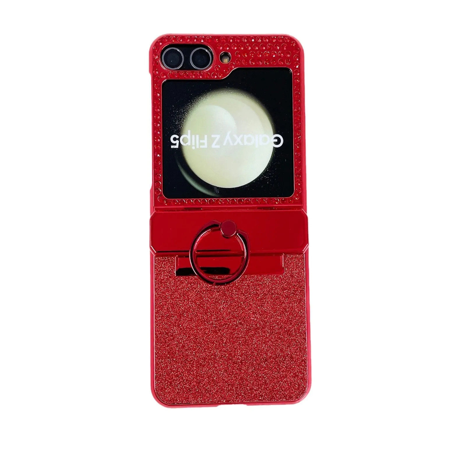 Compatible with Samsung ZFlip 5 phone case, ZFLIP 4 foldable screen diamond leather New Year case, drop-proof protective case
