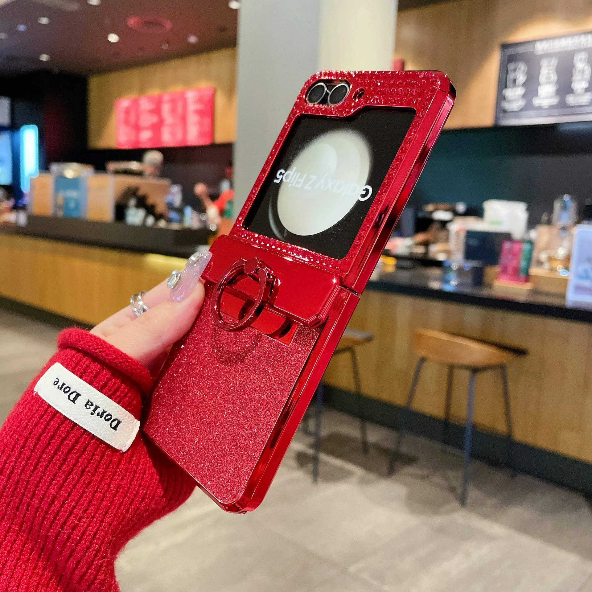 Compatible with Samsung ZFlip 5 phone case, ZFLIP 4 foldable screen diamond leather New Year case, drop-proof protective case
