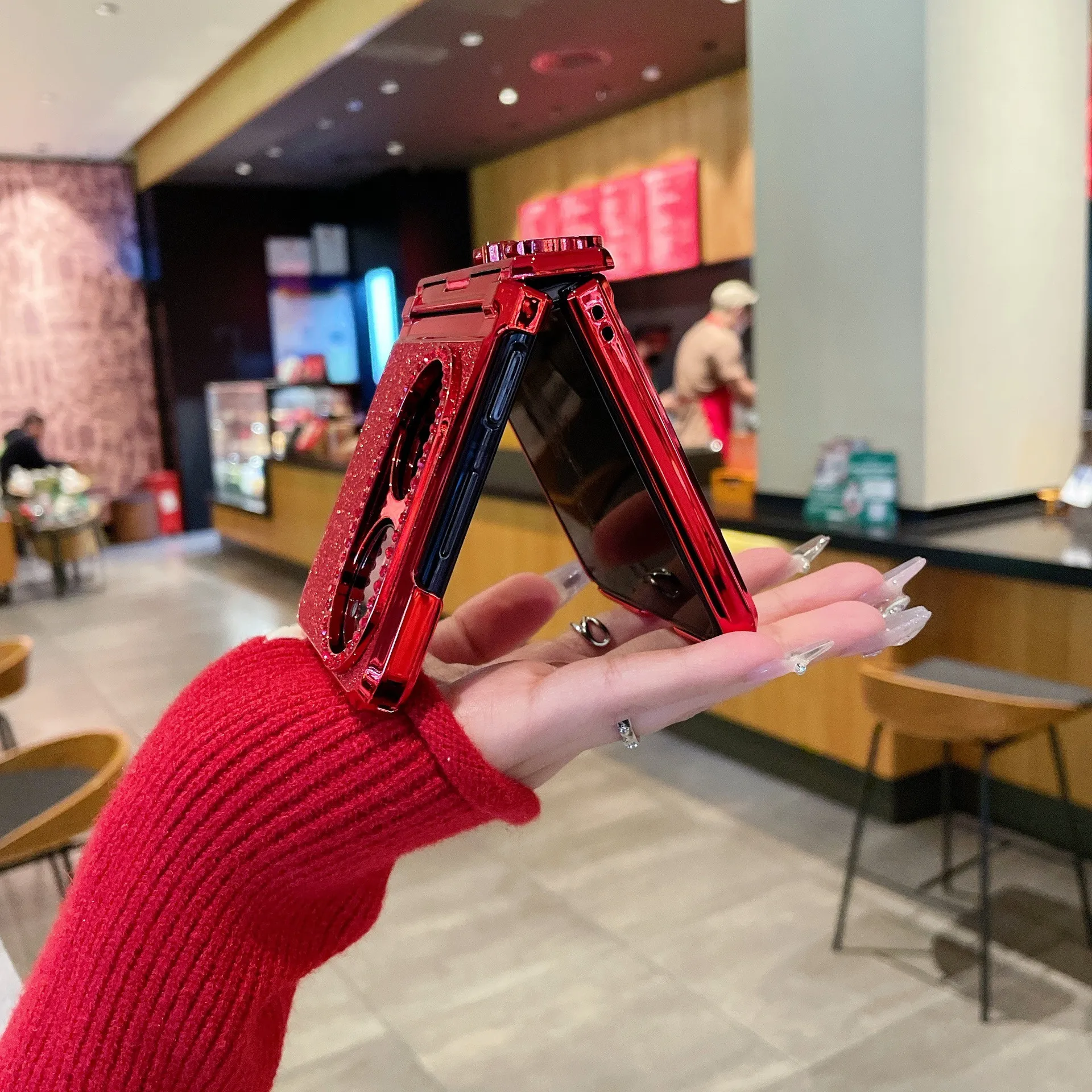 Huawei Pocket 2 phone case, P50 foldable screen protective leather case, glittery vegan leather, New Year case, hinge protection, drop-proof.