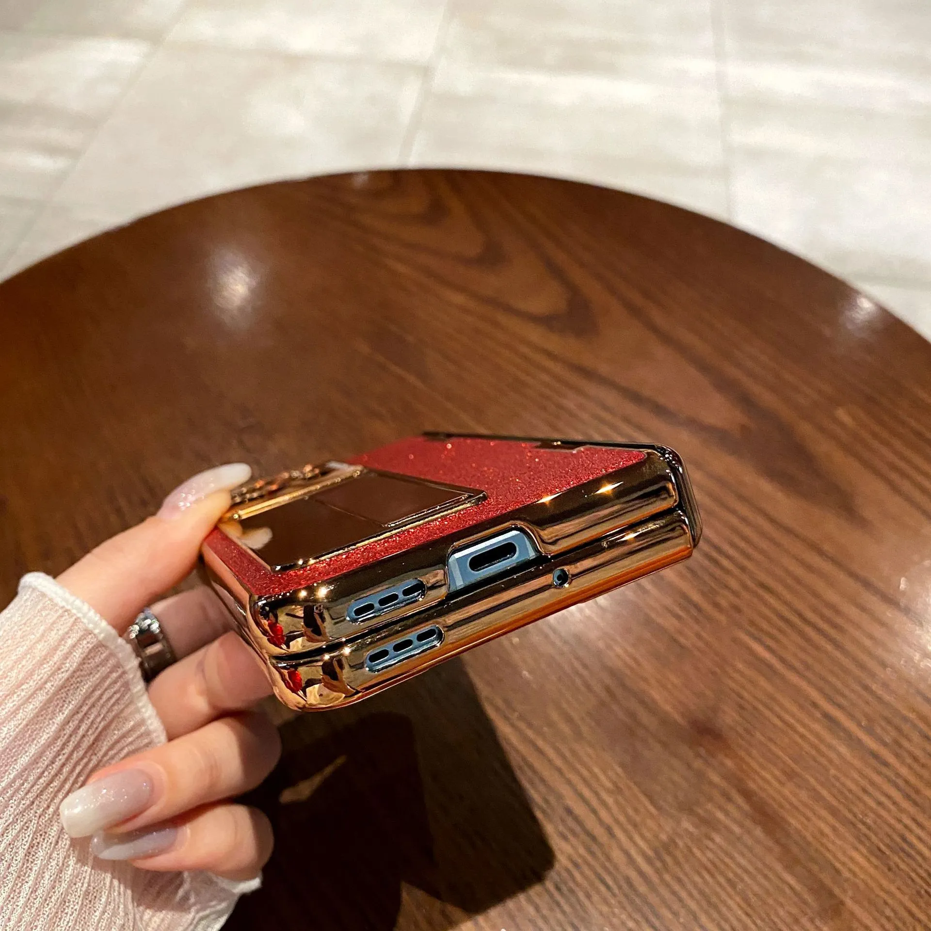 Compatible with OPPO Find N2 phone case, foldable screen protector, integrated glitter stand, drop-proof protective case