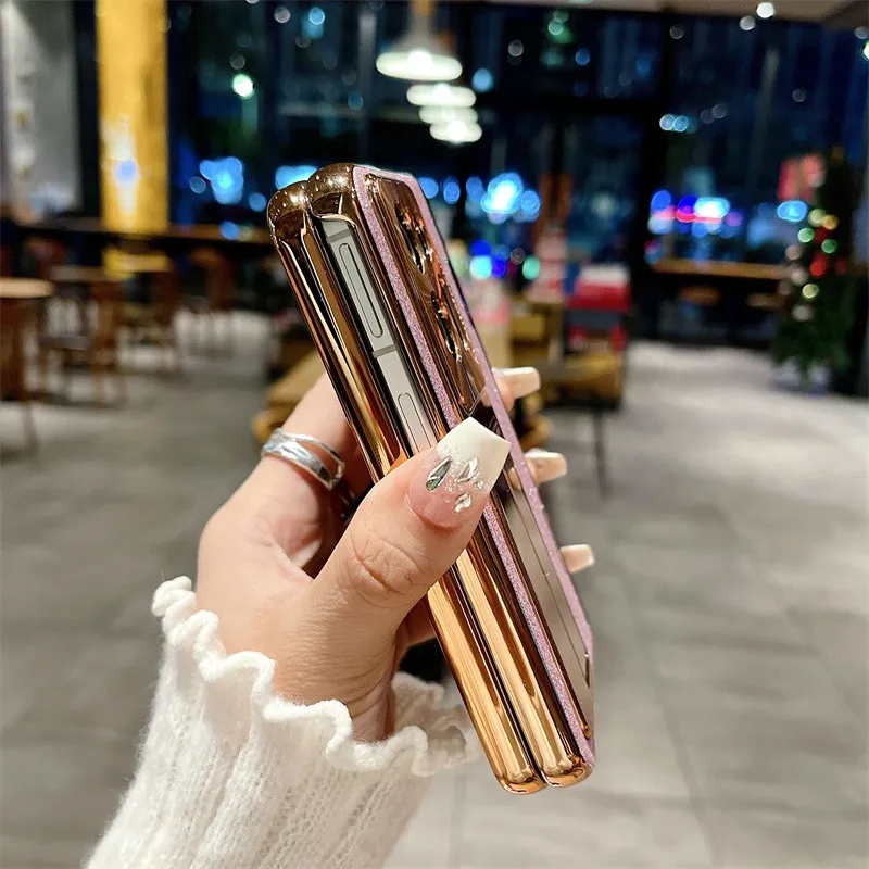 Compatible with OPPO Find N2 phone case, foldable screen protector, integrated glitter stand, drop-proof protective case
