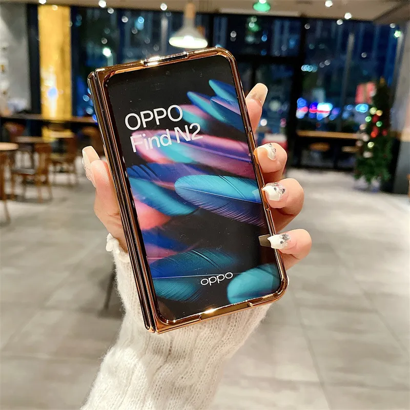 Compatible with OPPO Find N2 phone case, foldable screen protector, integrated glitter stand, drop-proof protective case