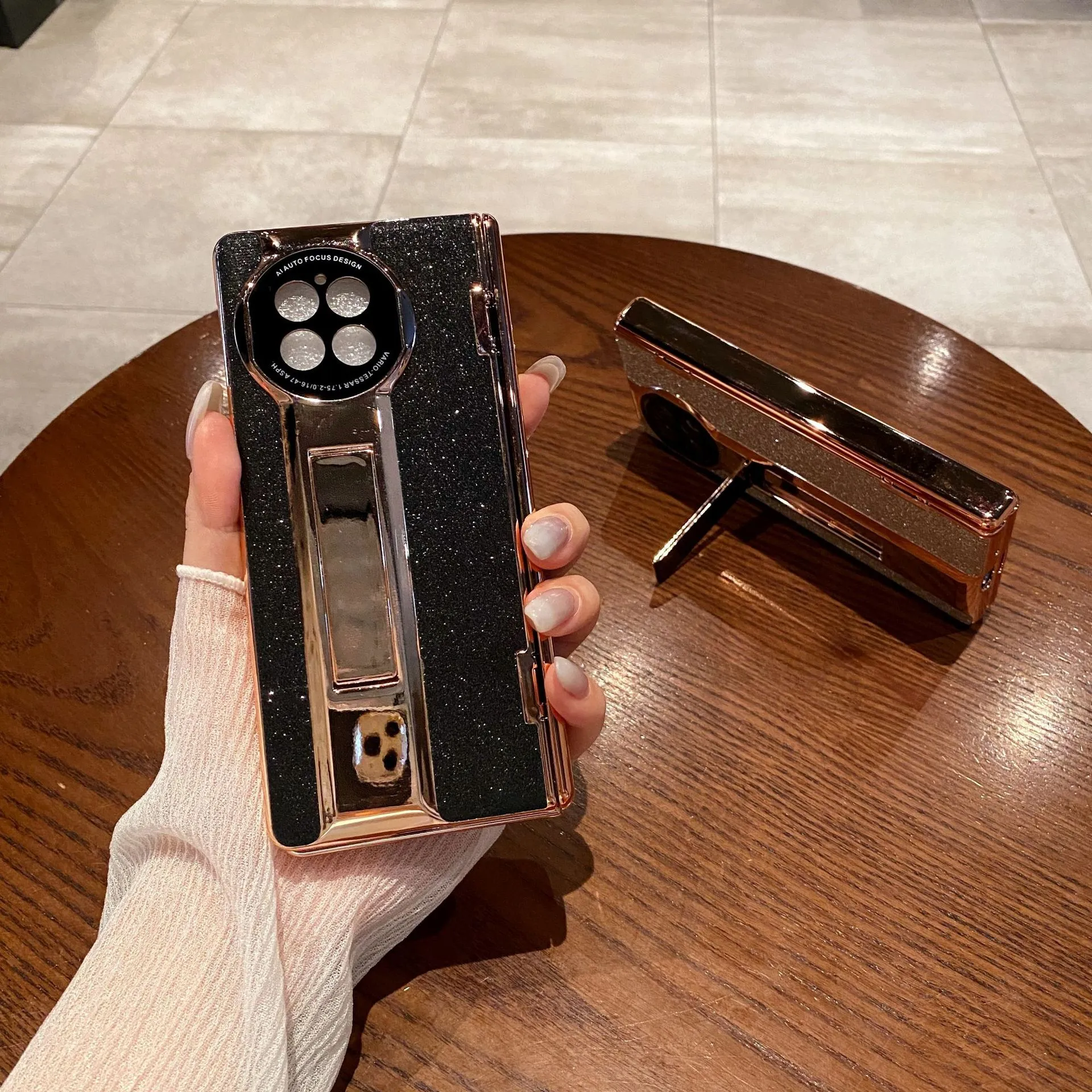 Compatible with vivo x fold2 phone case, XFOLD2 foldable screen glitter leather hinge full-coverage drop-proof protective case