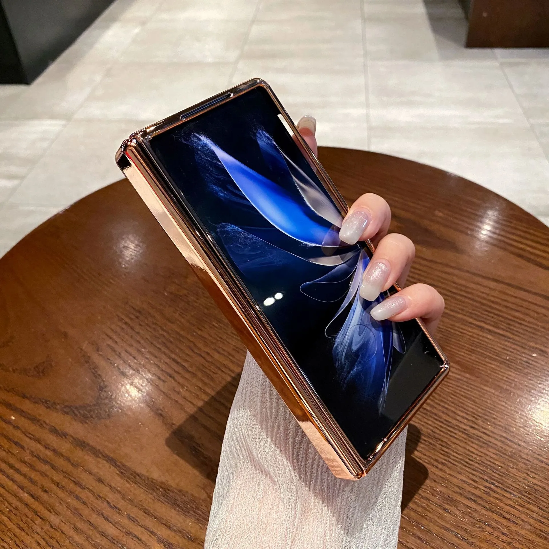 Compatible with vivo x fold2 phone case, XFOLD2 foldable screen glitter leather hinge full-coverage drop-proof protective case