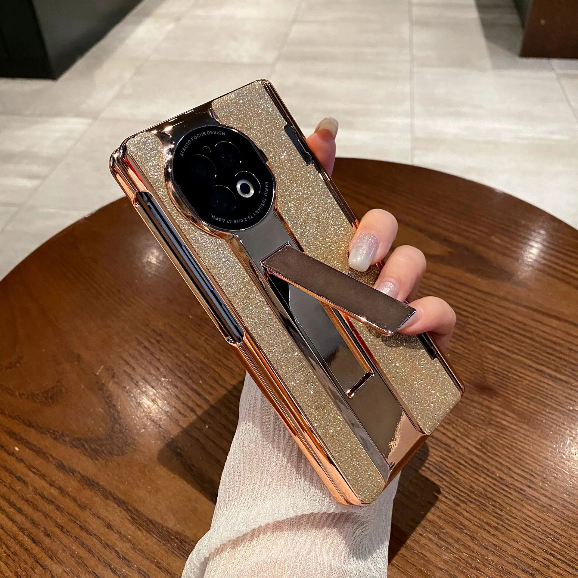 Compatible with vivo x fold2 phone case, XFOLD2 foldable screen glitter leather hinge full-coverage drop-proof protective case