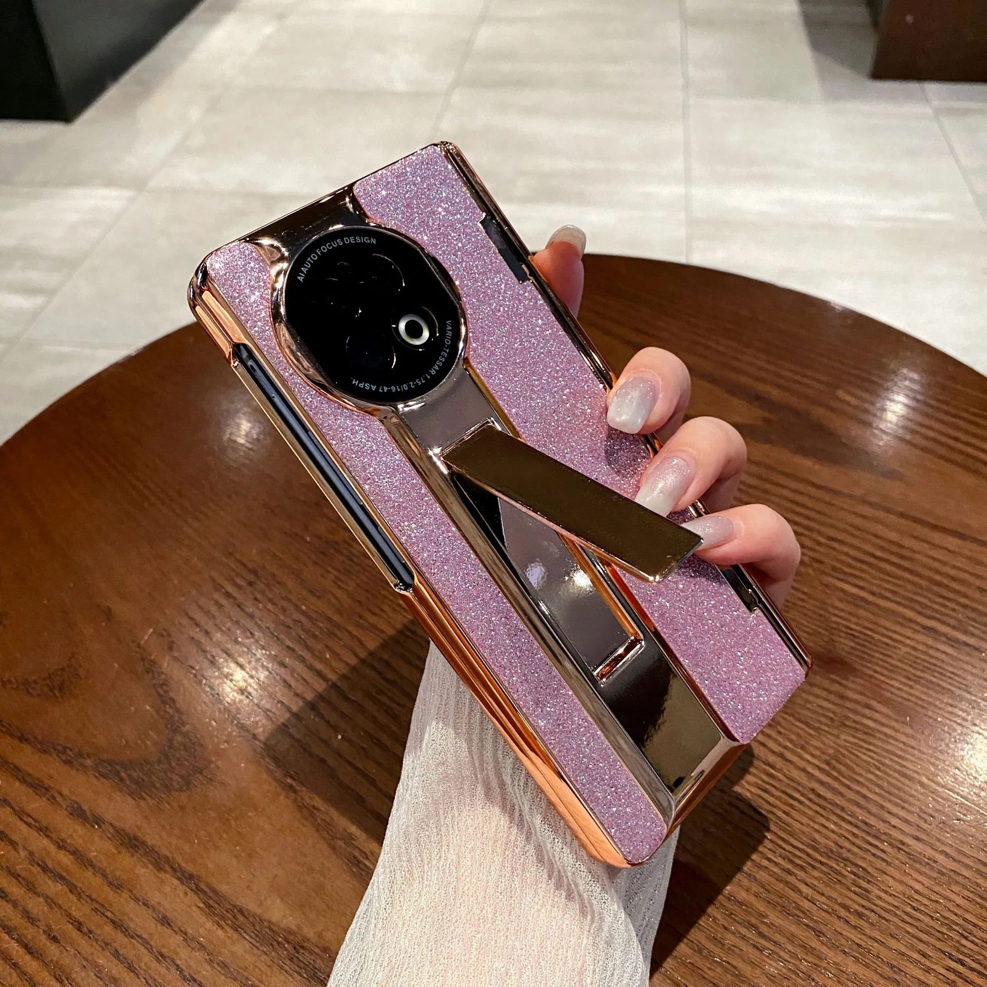 Compatible with vivo x fold2 phone case, XFOLD2 foldable screen glitter leather hinge full-coverage drop-proof protective case