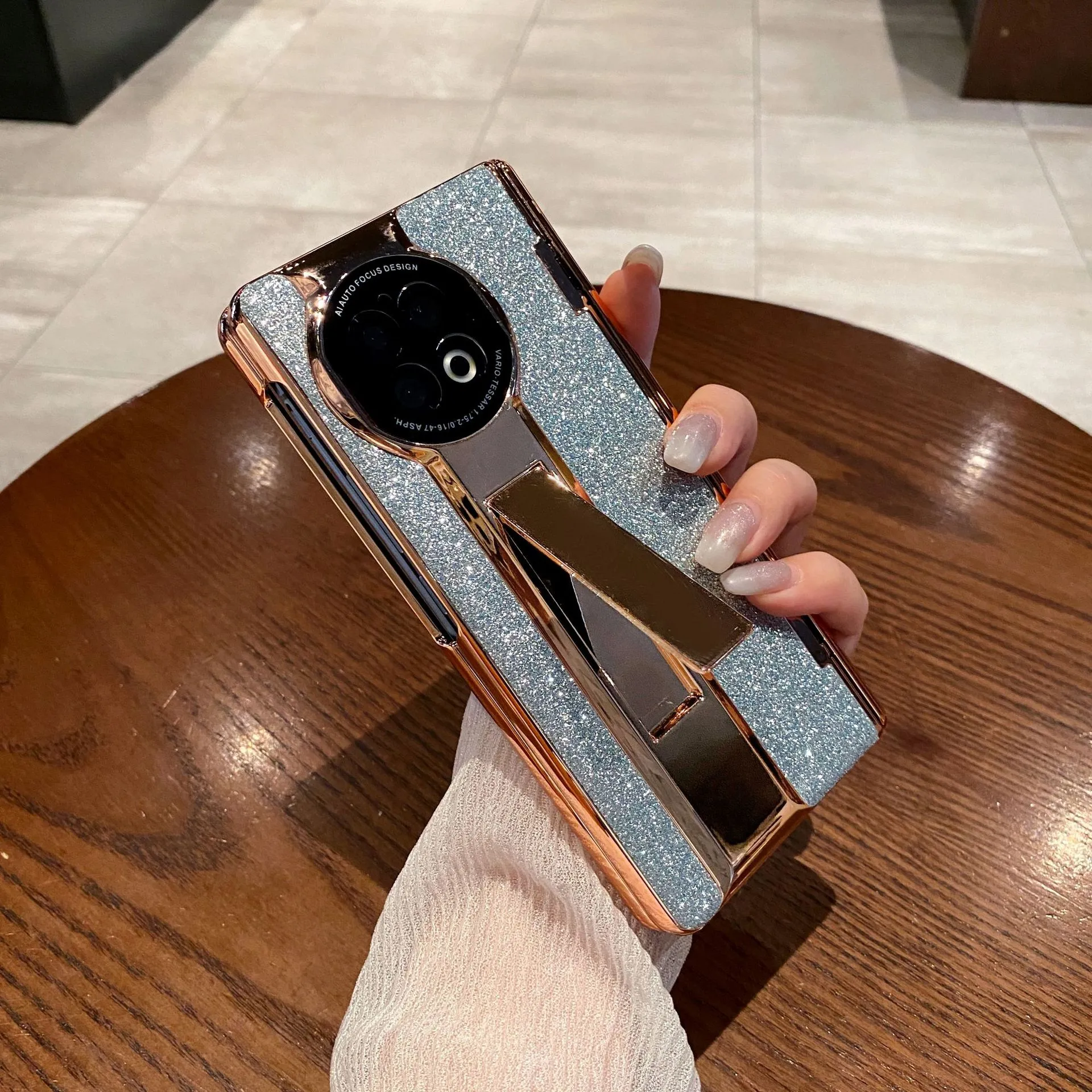 Compatible with vivo x fold2 phone case, XFOLD2 foldable screen glitter leather hinge full-coverage drop-proof protective case